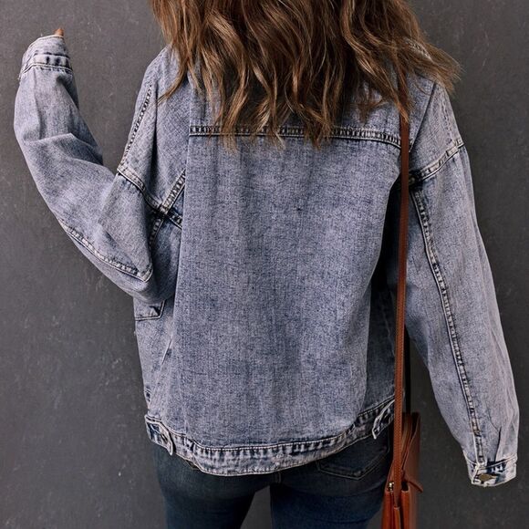 Buttoned Denim Jacket with Pockets - Picture 2 of 15
